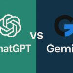 「ChatGPTとGoogle Geminiを比較するアイキャッチ画像。左側にChatGPTのロゴと文字、右側にGoogle Geminiのロゴと文字が配置され、中央に“vs”の文字がある、緑と紺のツートン背景のデザイン。」