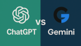 AI関連のブログ 「ChatGPTとGoogle Geminiを比較するアイキャッチ画像。左側にChatGPTのロゴと文字、右側にGoogle Geminiのロゴと文字が配置され、中央に“vs”の文字がある、緑と紺のツートン背景のデザイン。」